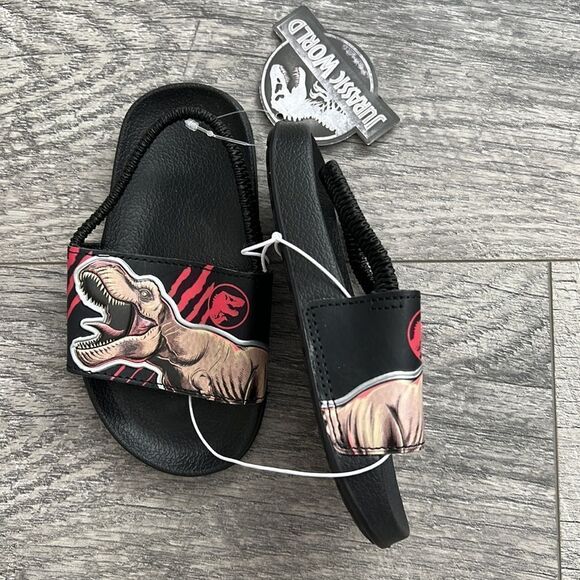 Jurassic World toddler sandals slippers black sz 7 new - Picture 2 of 3